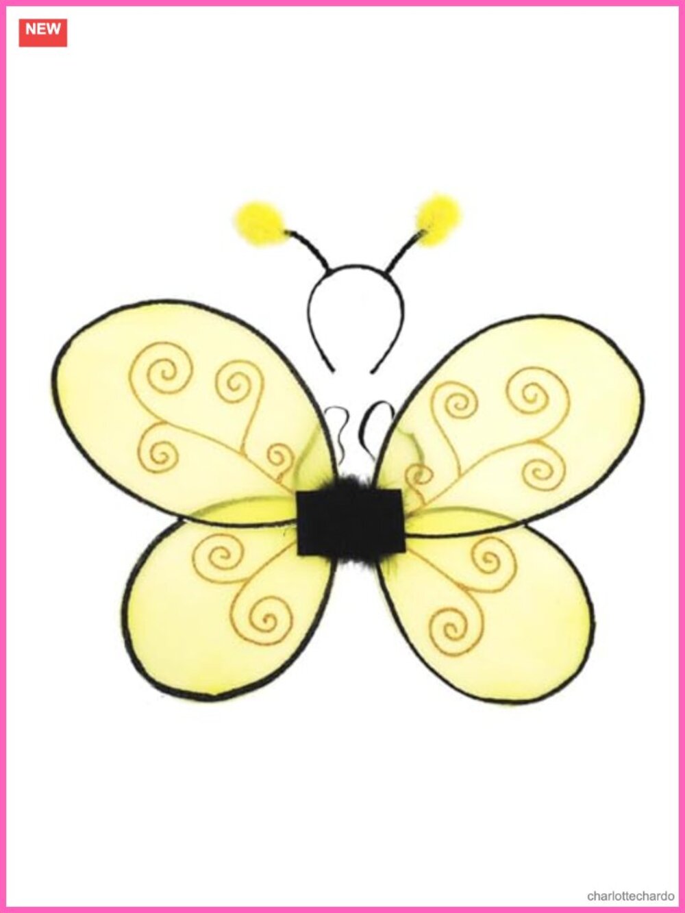 Polyester Bee Wings Costume Set with Headband for Halloween Pretend Play